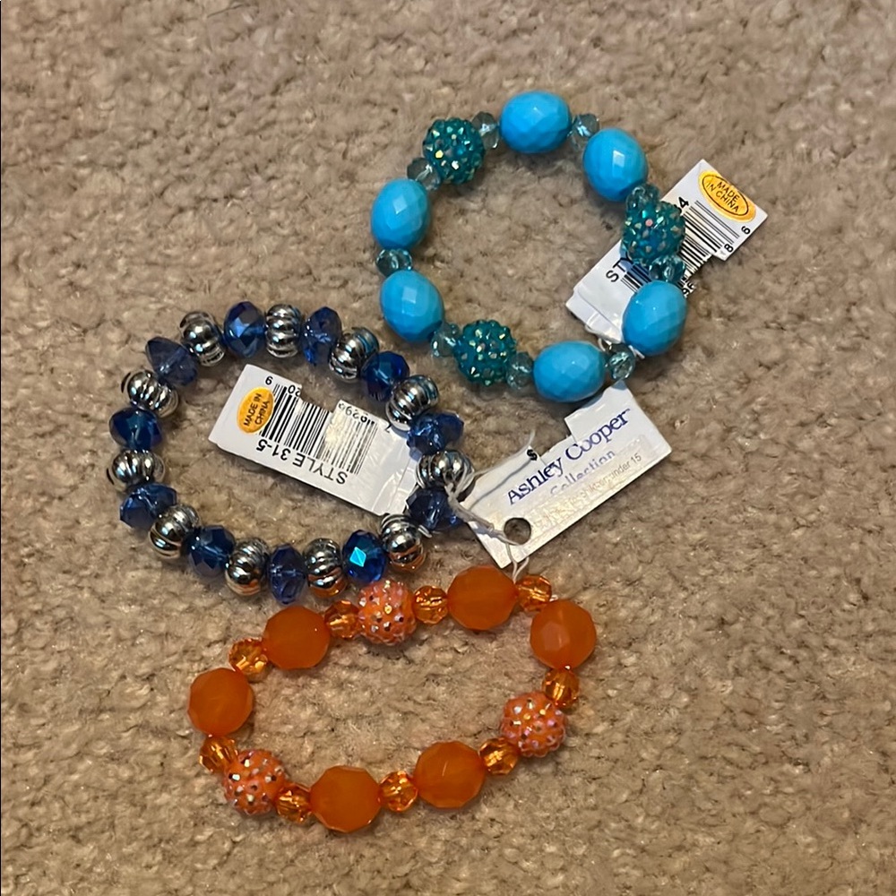 Ashley Cooper Orange and Blue Beaded Jewelry Set